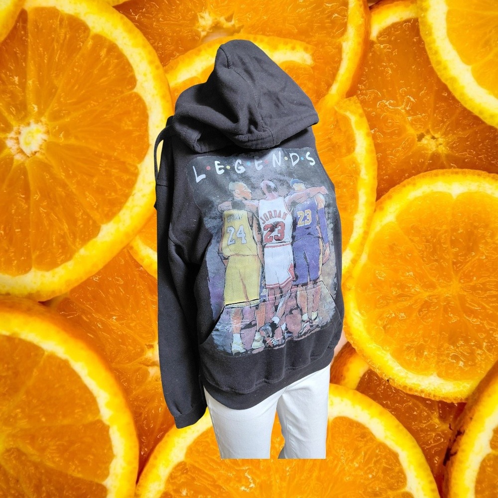 Jon Lauren Apparel Mens Black Basketball Legends Graphic Hoodie Size S